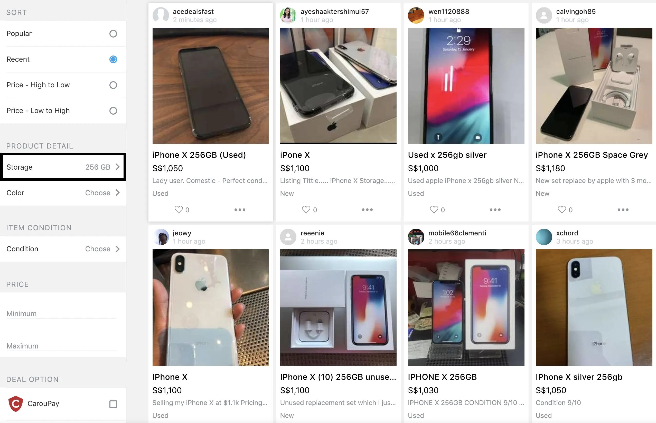 Search results in the iPhone category.