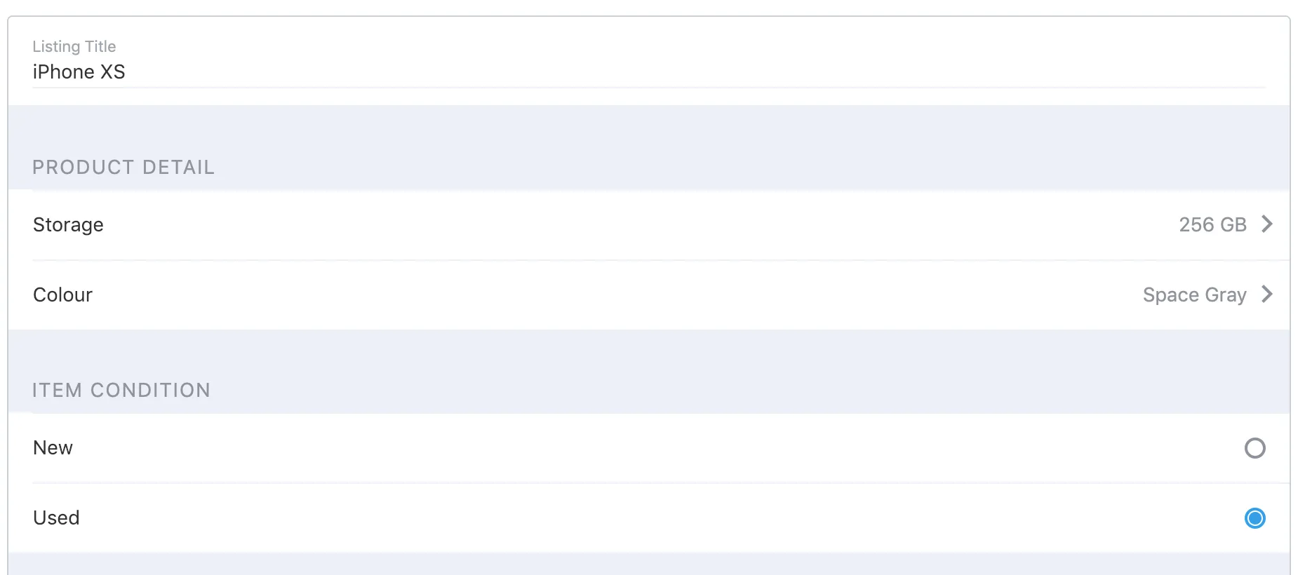 What the sell form should look like if you’re selling an iPhone.