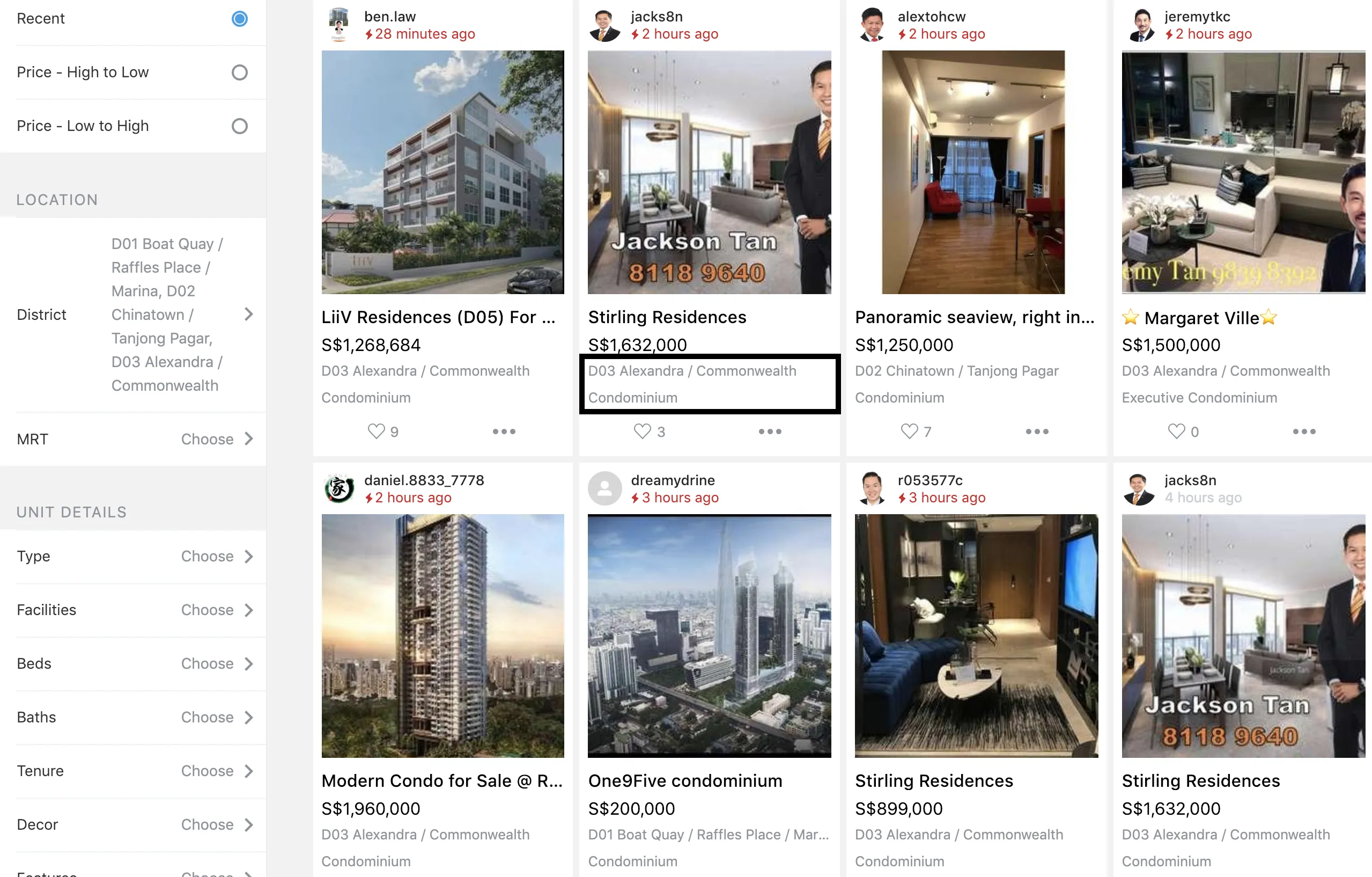 Search results in the Properties category.